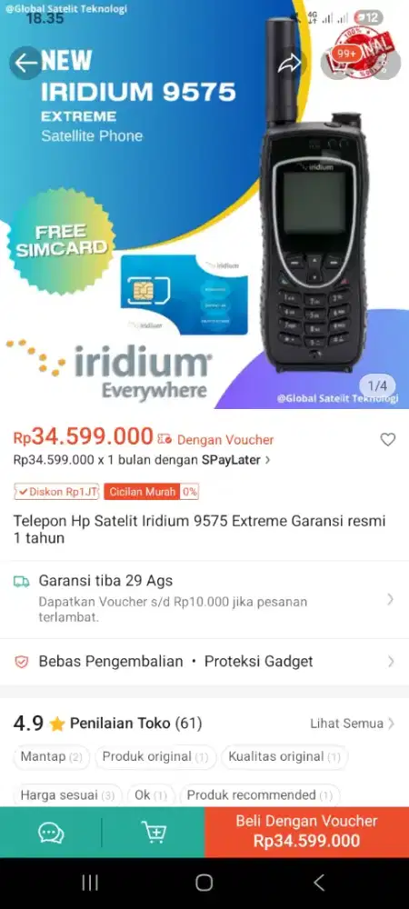 Dijual cepat, Hp satelit iridium. Free SIM Card. Kondisi baru
