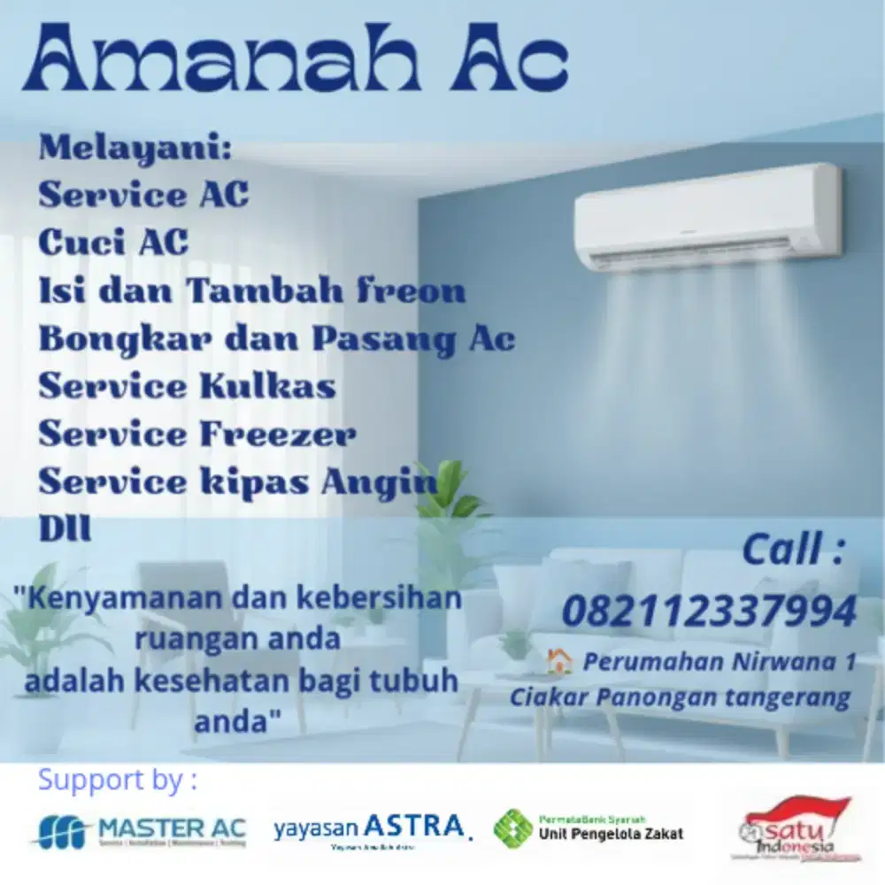 Service Ac,kulkas,mesin cuci,kipas angin,disepenser.