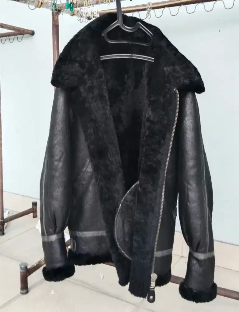 Jaket kulit bomber B3 lawas tas sepatu kulit sepeda vintage antik