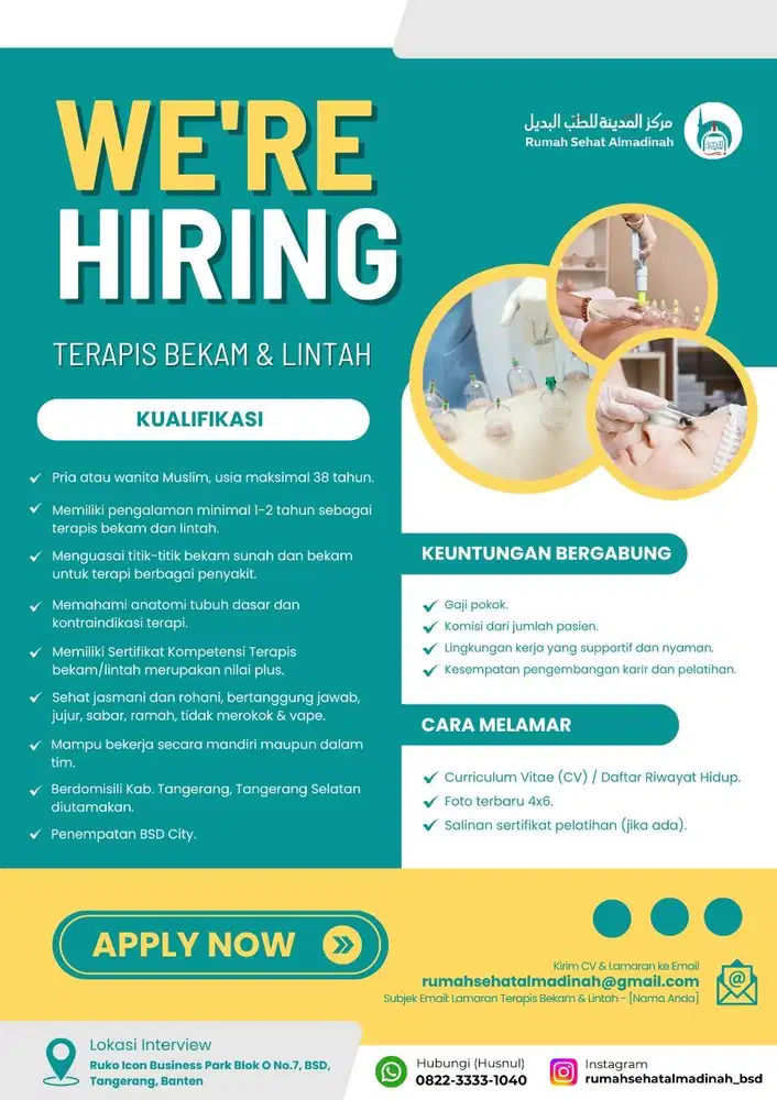 Lowongan Kerja Terapis Bekam & Lintah