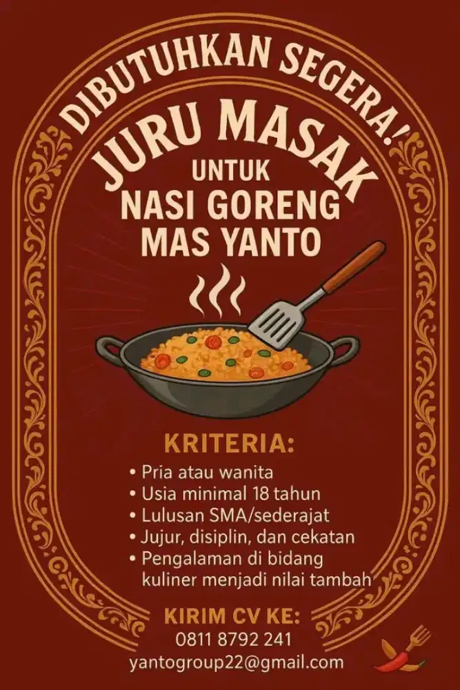 Lowongan kerja di nasi goreng mas yanto