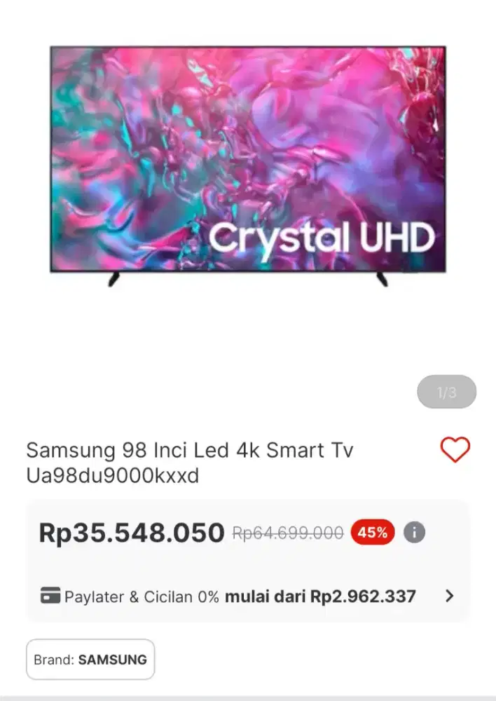 Tv samsung super besar 98inch stok terbatas