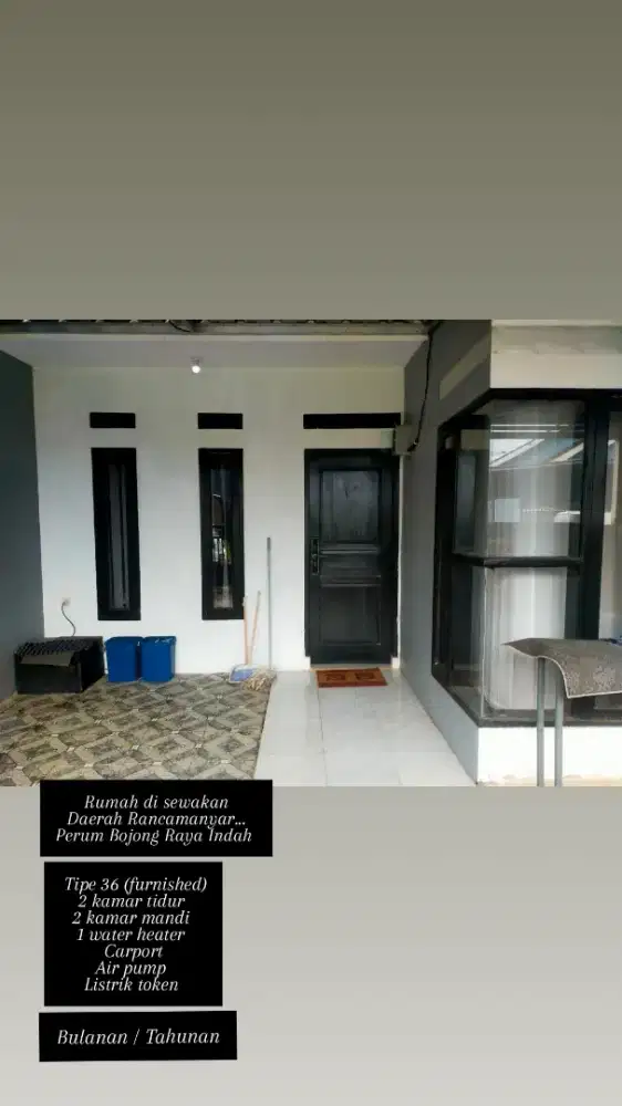 Di sewakan tahunan/ per 6 bln rumah tipe 36/60, furnished
