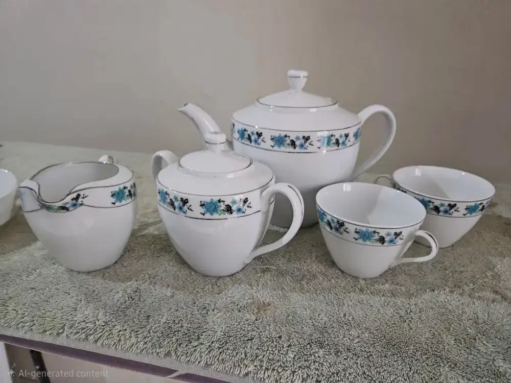 Dijual cepat teapot, tea cups, sugar pot, creamer pot
