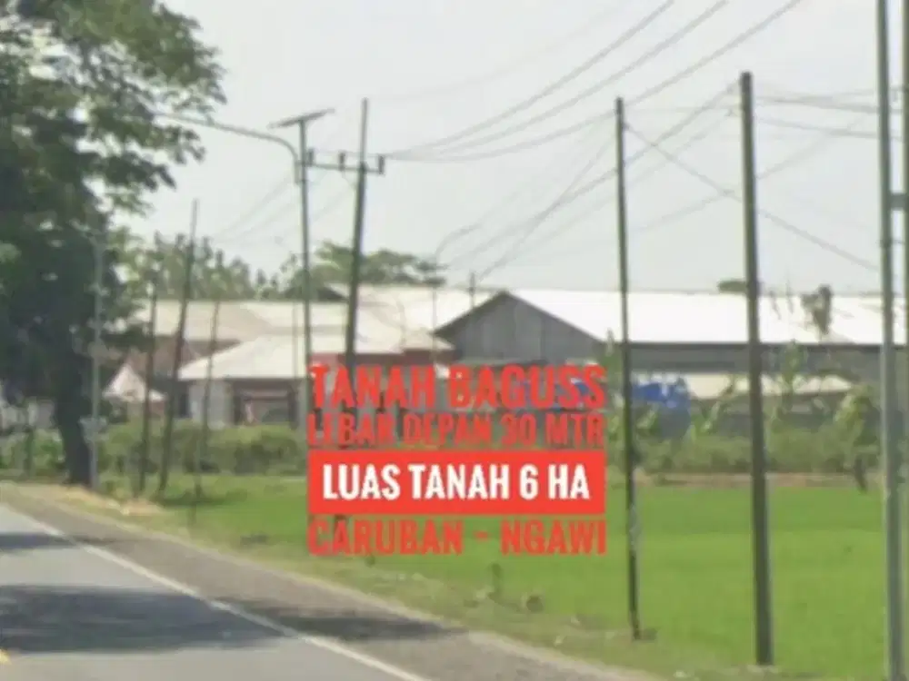 [H], Tanah Industri LD 30 mtr, NOL Jalan Raya Propinsi, dekat Exit TOL Caruban MADIUN, Strategis