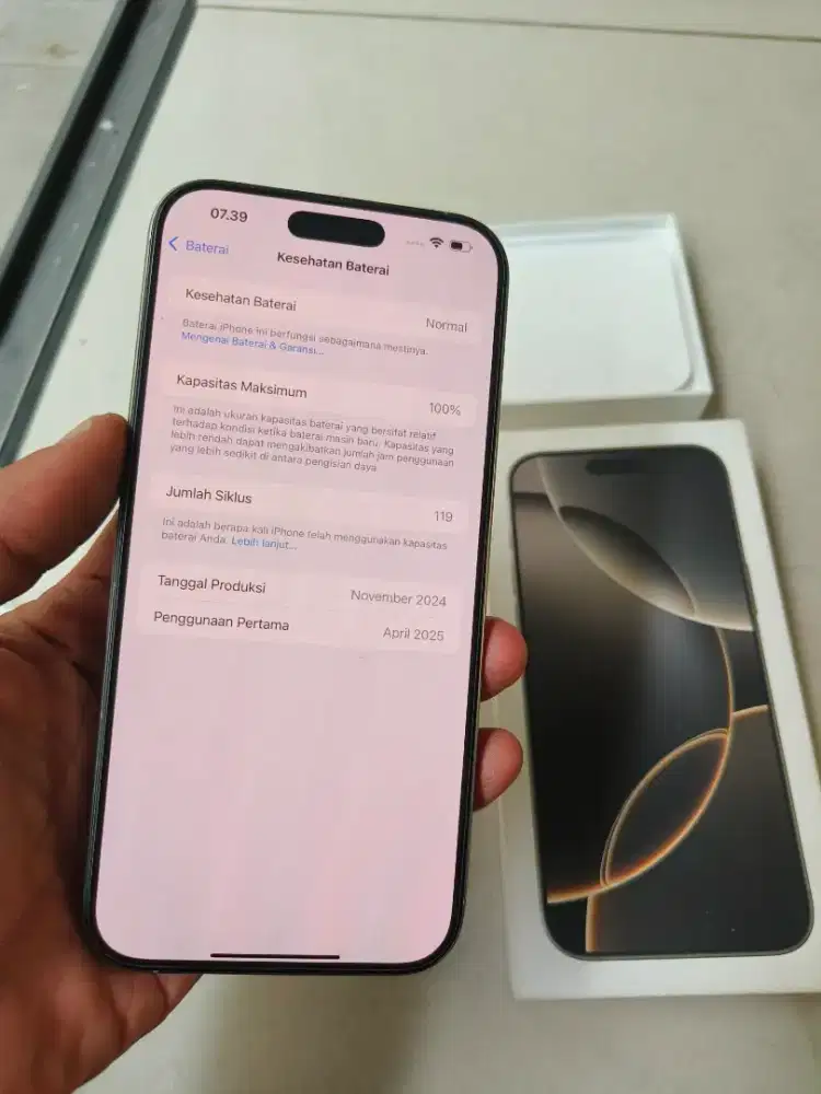 Iphone 15 pro max 256 gb natural mulus 99% Hb 100% garansi ibox 2026