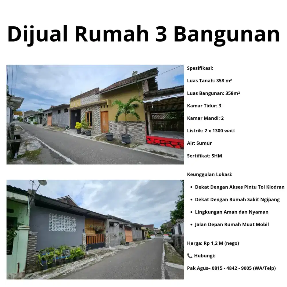 Dijual Rumah 3 Bangunan