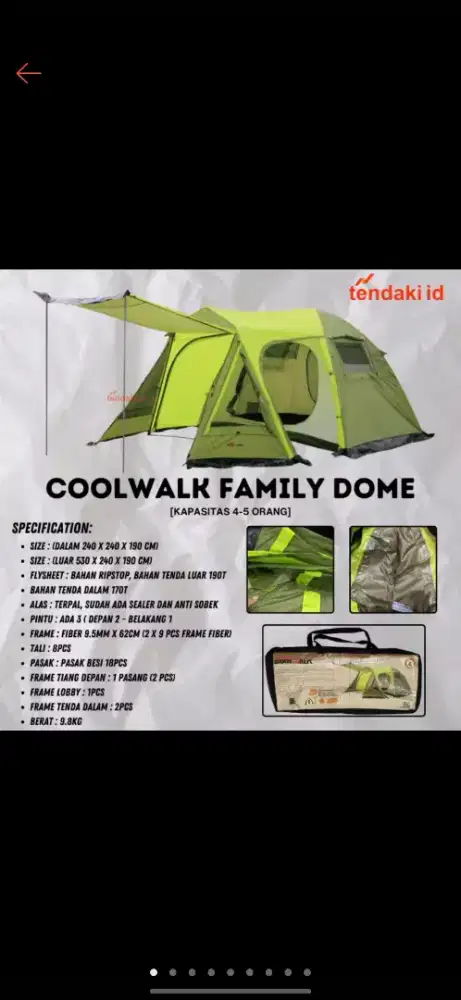 TENDA DOME COOLWALK. FAMILY TENT KAPASITAS 5-6 ORANG