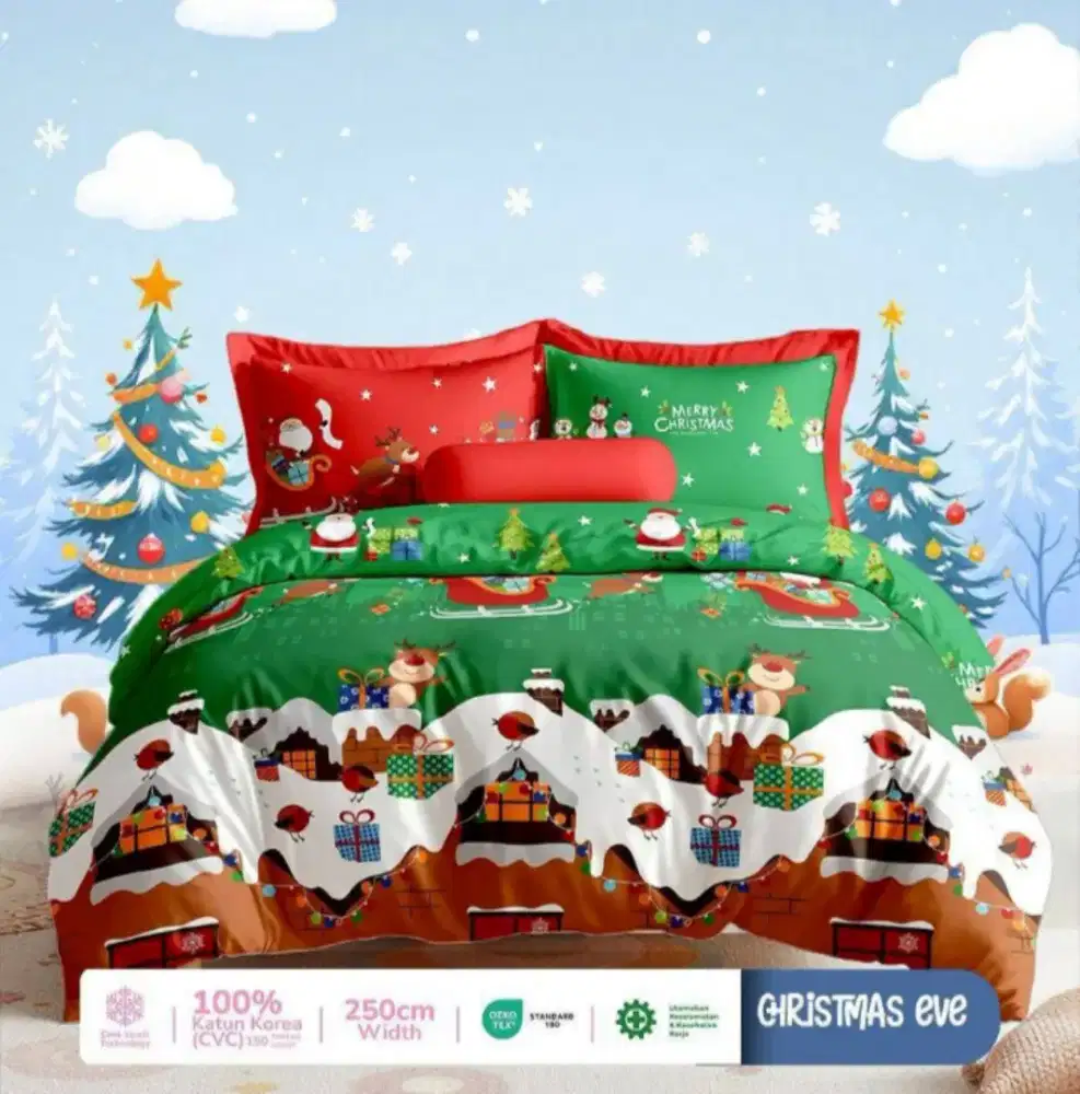 Sprei katun anak christmas natal