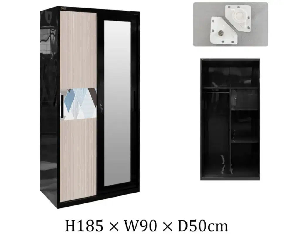 Lemari Pakaian 2 pintu minimalis plat besi