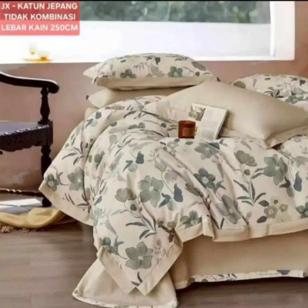 Set seprai bedcover katun jepang premium bunga klasik