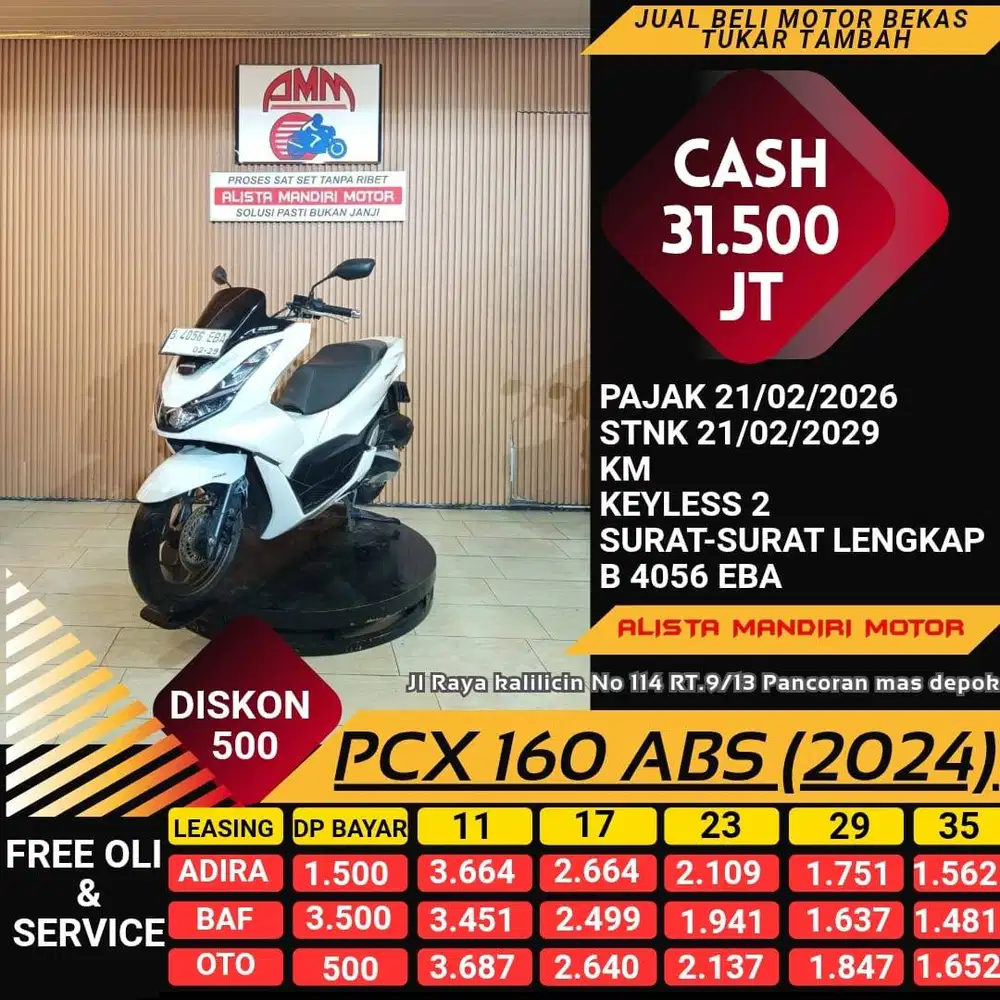 PCX 160 ABS 2024 PAJAK HIDUP DP 500 CC 0% KREDIVO TOKPED SPAYLETTER
