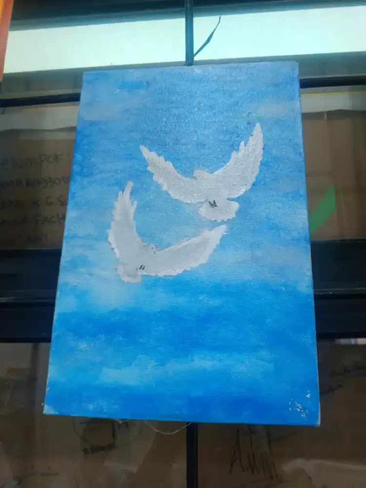 HSC 2025 BARANG BEKAS NAIK KELAS_LUKISAN BURUNG MERPATI BERNUANSA BIRU