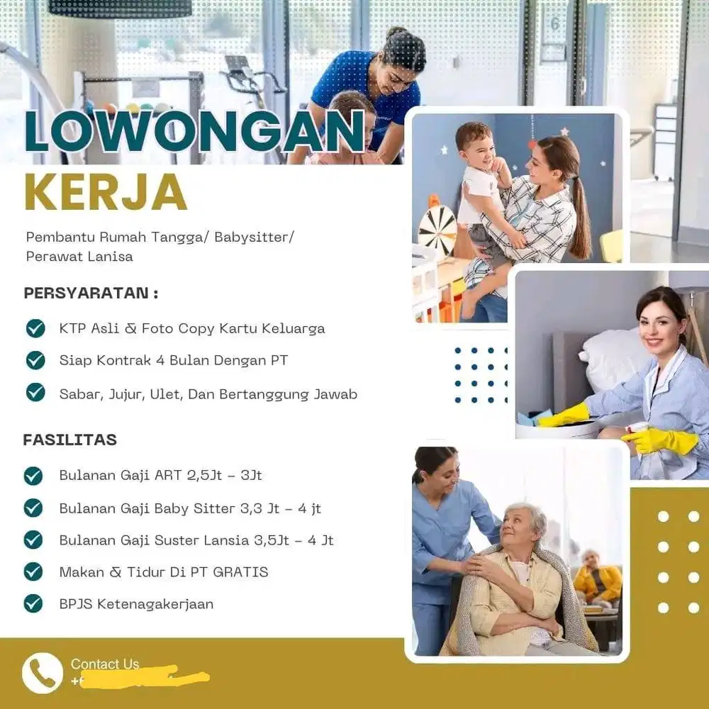 Lowongan Kerja ART, Babysitter, Perawat Lansia