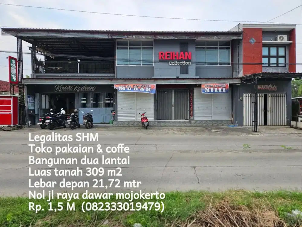 Jual cepat toko pakaian & coffe dua lantai