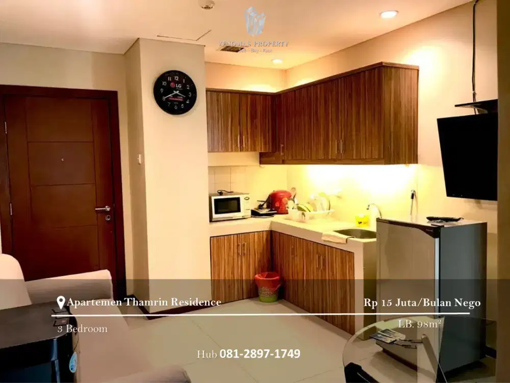 Disewakan Apartement Thamrin Residence 3BR Full Furnished Tower B