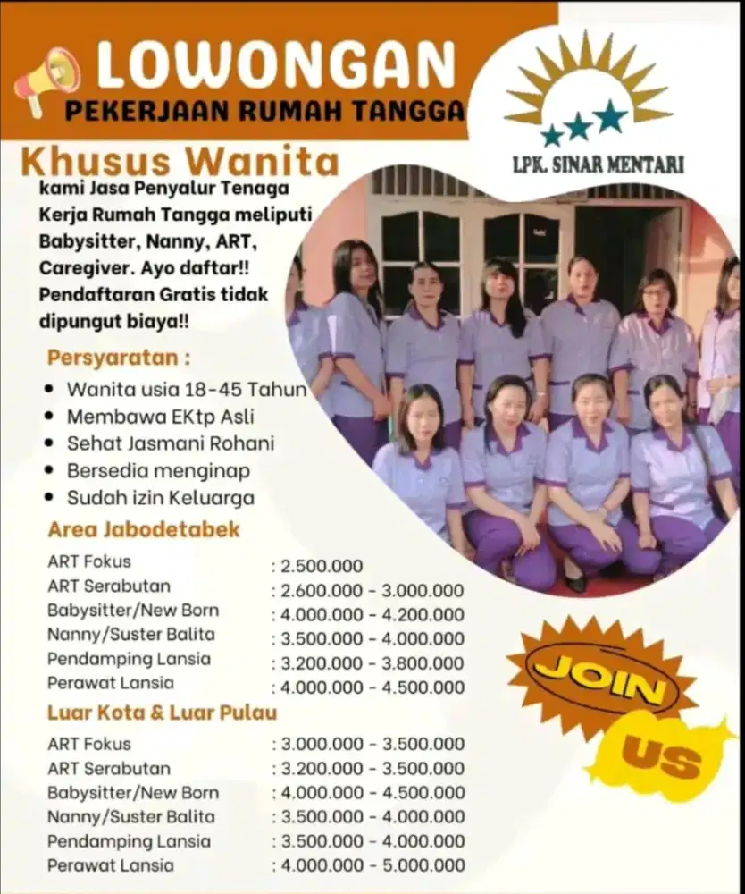 LOKER PRT, babysitter, perawat lansia
