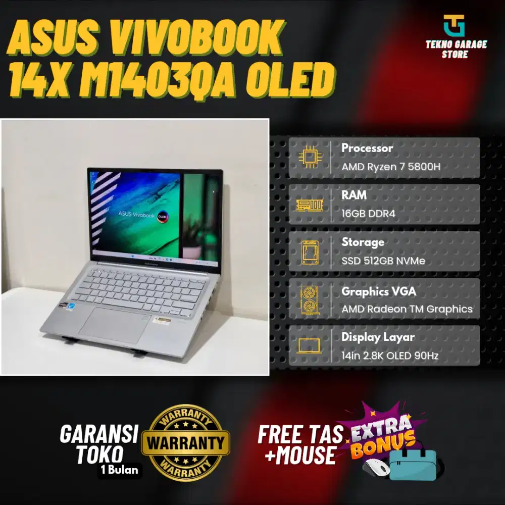 ASUS VIVOBOOK 14X M1403QA RYZEN 7 5800H RAM 16GB/512GB 14In 2.8K OLED