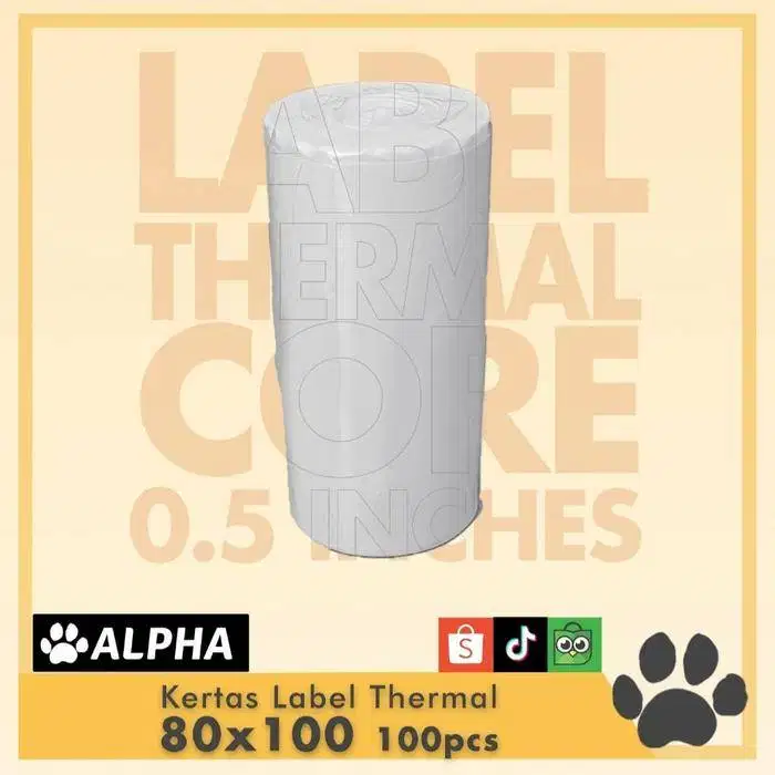 label thermal stiker 80mm 80 x100mm 100pcs merk ALpha goods