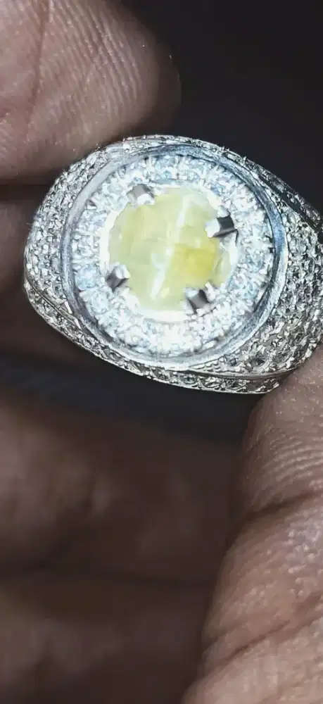 Batu Permata Cat Eye Chrysoberryl, Ring Perak