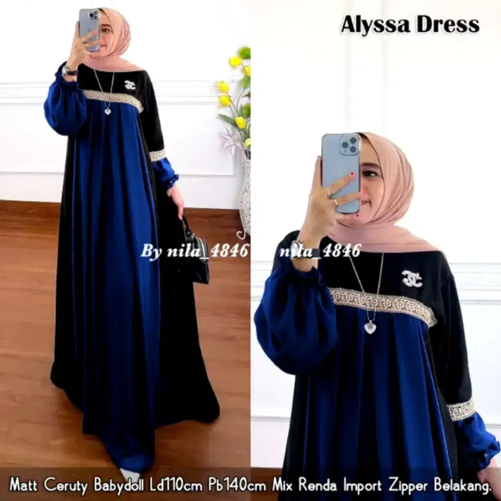 Alyssa dress gamis muslim kekinian