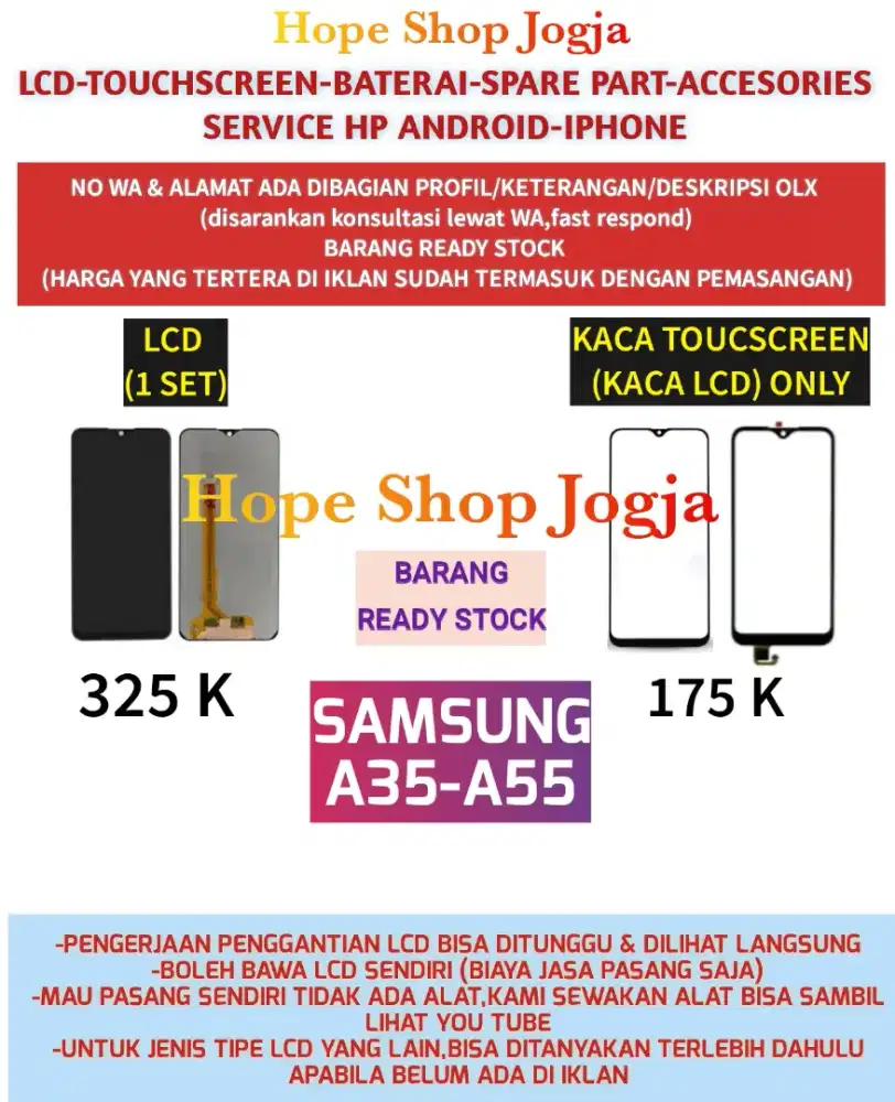 Touchscreen/Baterai-LCD Samsung A35-A55