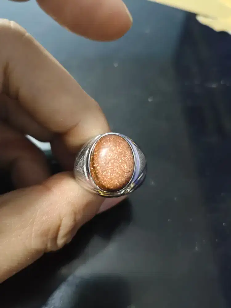 Cincin Eropa Perak Batu Pasir Emas Super