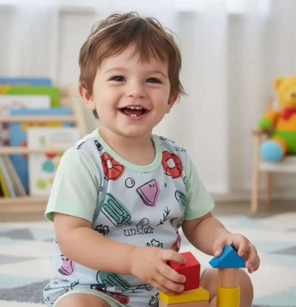 kaos anak katun motif full color tidak panas new stuff