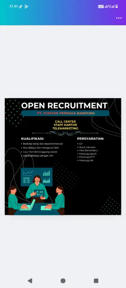 Loker terbaru bandung gratis