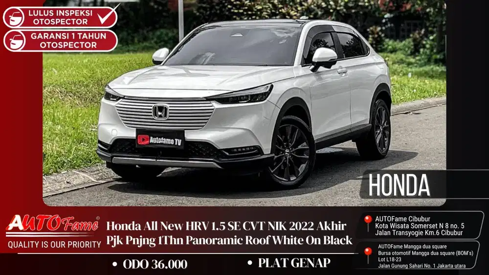 Honda All New HRV 1.5 SE CVT NIK 2022 Akhir Pjk Pnjng 1Thn Panoramic R