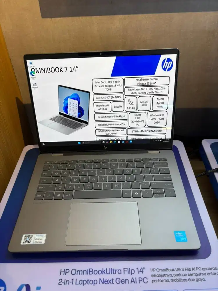 CICILAN Laptop Hp omnibook 7 intel core 9 32 Gb/1TB promo Bunga Ringan