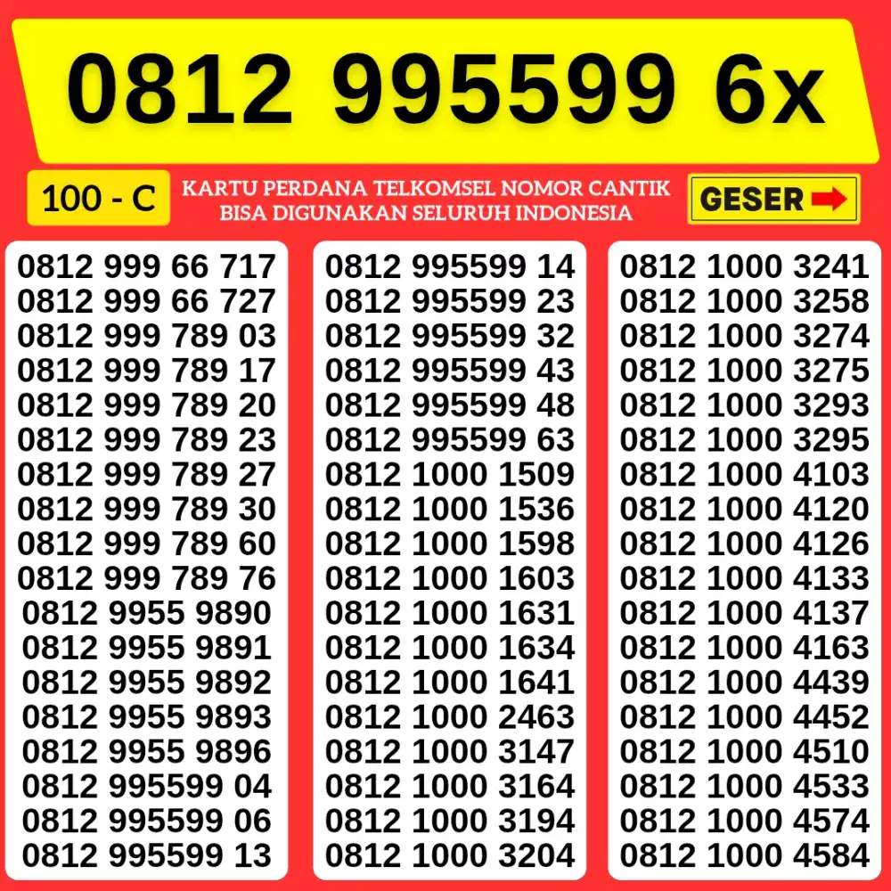 Bisa COD Nomor Cantik Super bisa digunakan di seluruh Indonesia
