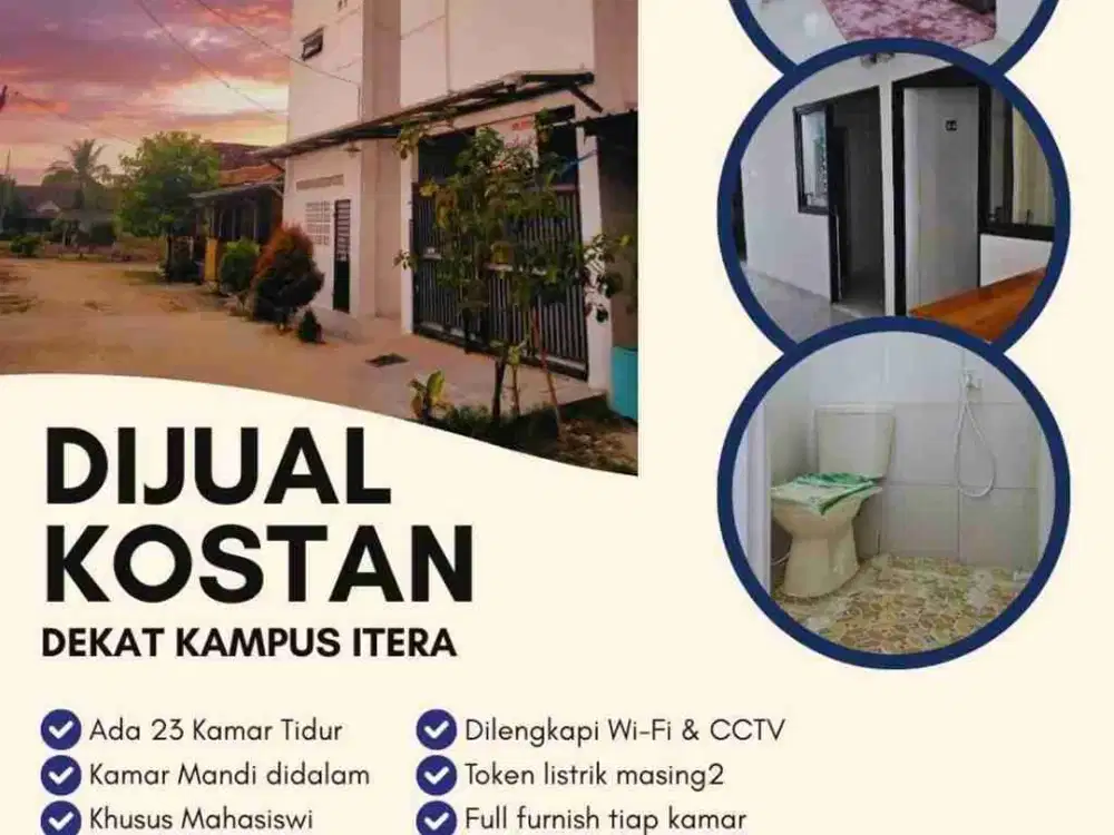 DI JUAL KOS KOSAN PUTRI EXLUSIFE  ITERA 3 LANTAI 24 KT DAN 24 KM