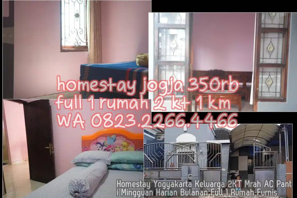 Homestay Yogyakarta Keluarga 2KT Mrah AC Panti Mingguan Harian Bulanan