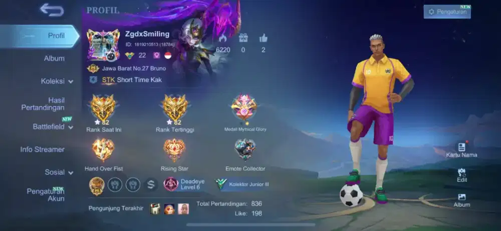 Jual akun game mobile legend smur glory