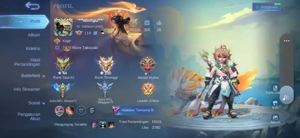 Jual akun mobile legend