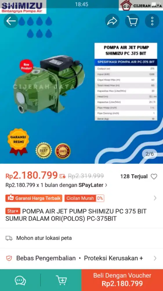 Shimizu pc 375 bit ORI an pabrik siap pakai