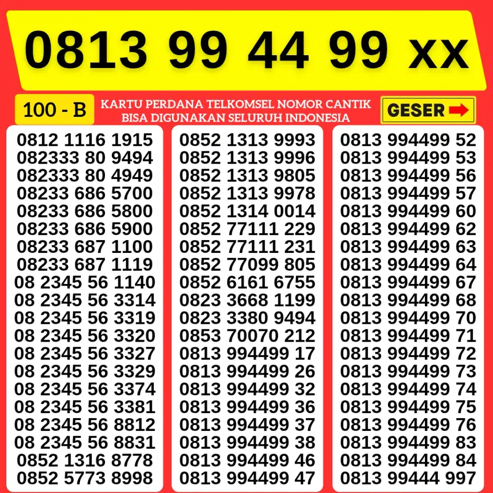 Bisa COD Nomor Cantik Super bisa digunakan di seluruh Indonesia