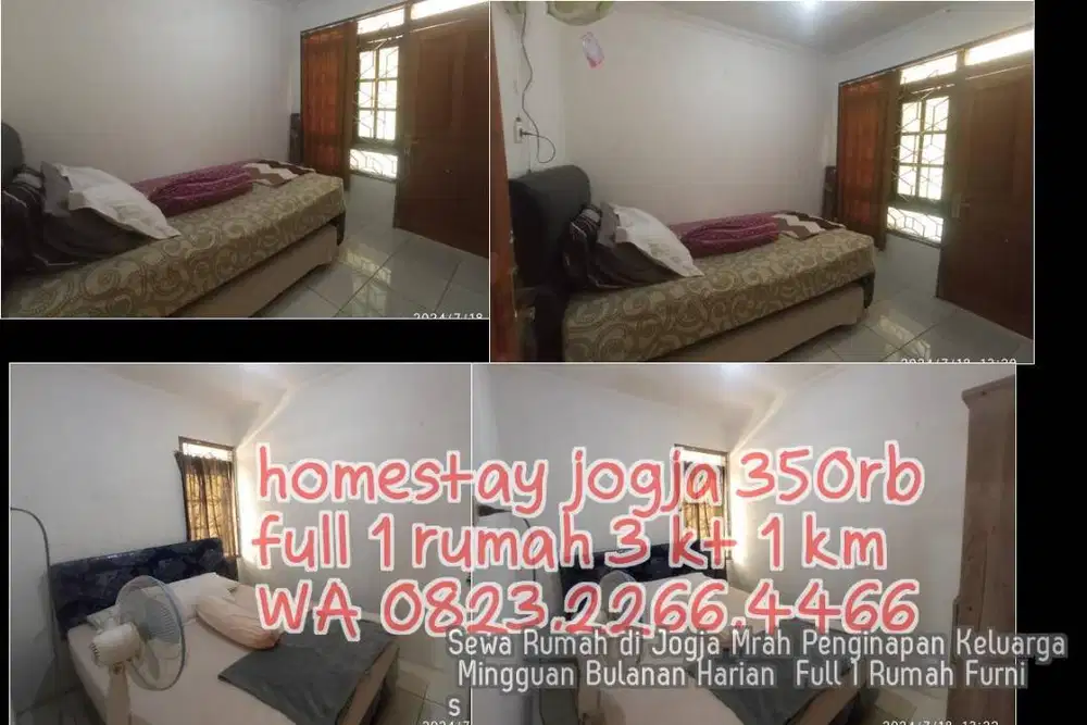 Sewa Rumah di Jogja Mrah Penginapan Keluarga Mingguan Bulanan Harian
