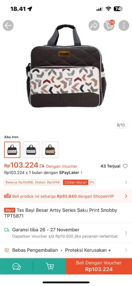 Tas baby coklat medium