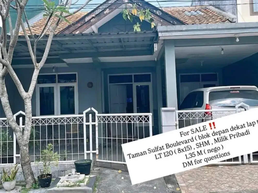 TERMURAH Rumah Taman Sulfat Jalan Boulevard Blok Depan Kota Malang