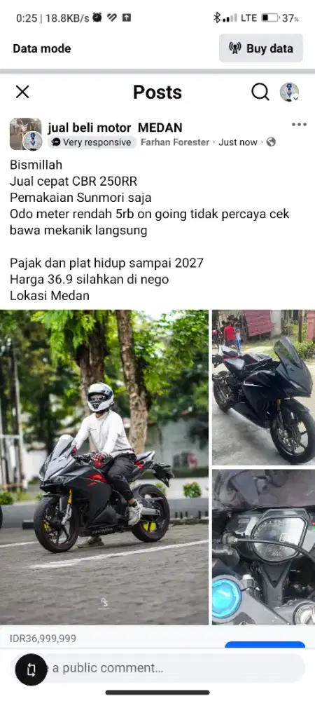 CBR 250RR non ABS tahun 2017