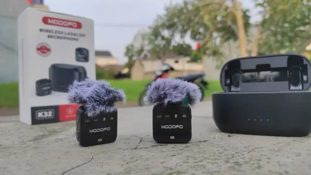 Mic wireless klip on untuk hp modofo K32 dual mic