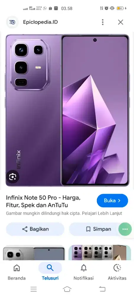 Jual infinix 50 notepro batangan