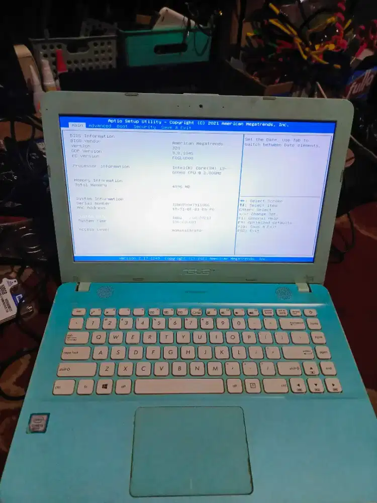 Laptop asus x441u i3 gen 6 minus