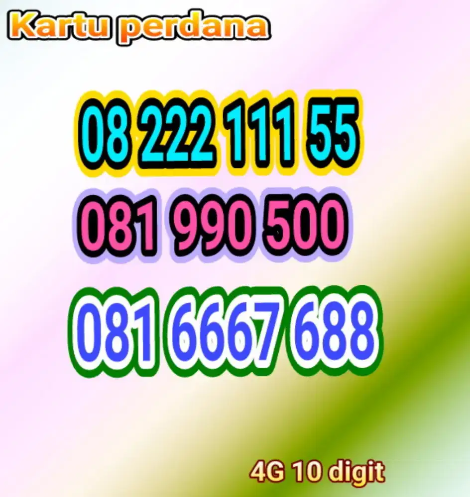 Kartu perdana cantik super Top 10 digit