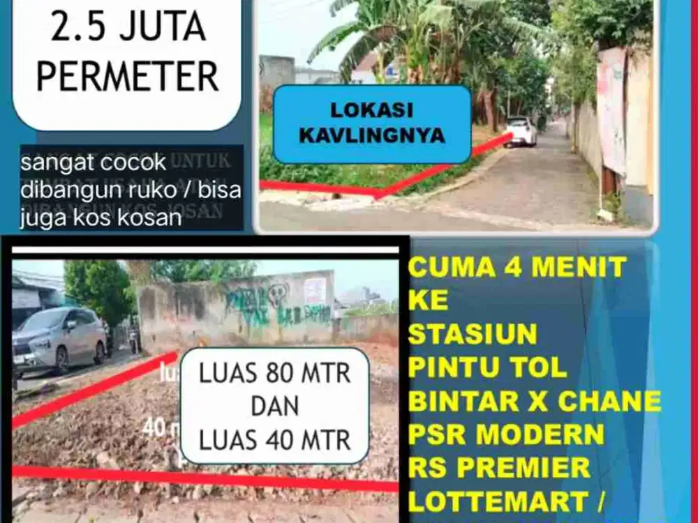 MILIKI KAVLING MURAH PINGGIR JALAN DEKAT STASIUN DAN GERBANG TOL BINTARO SEKTOR 7