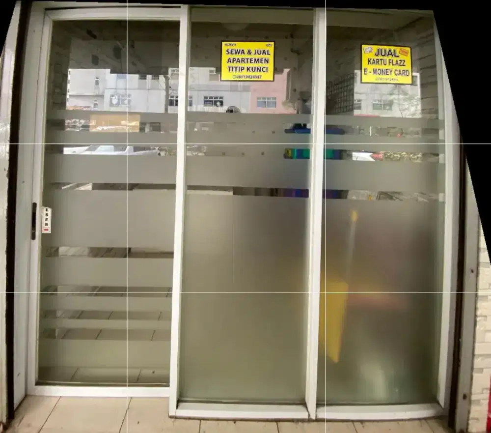Jual pintu kaca kios Apartemen Kalibata City
