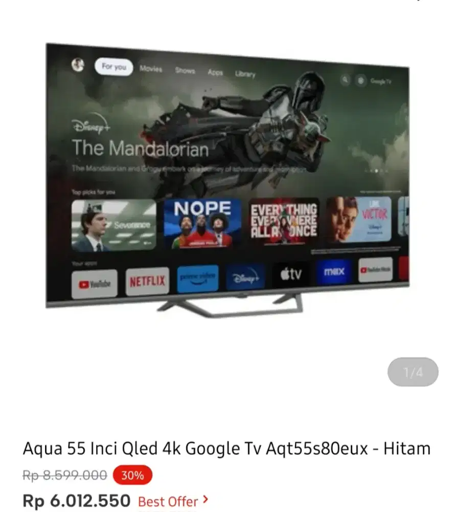 AQUA GOOGLE TV 4K 55 INCI