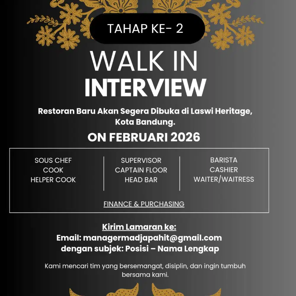 Walk In Interview - Sakura Nusa Restoran